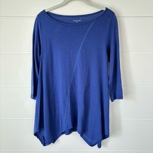 Eileen Fisher Cotton Silk Blue Asymmetrical Tunic Top Size Medium